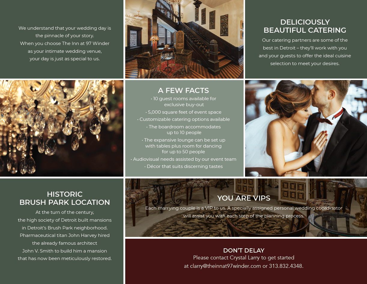 Premier Detroit Wedding Venue | Inn at 97 Winder | Elegance